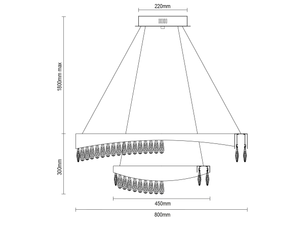 Závěsný křišťálový lustr AURORA 800+450 - V30078 13