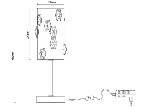 Křišťálová stolní lampa CLARIS - V30011 7