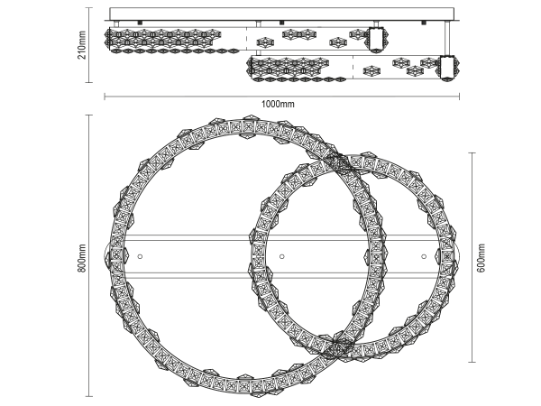 Stropní křišťálový lustr CLARIS 800+600 - V30009 9