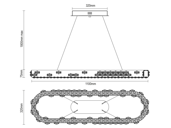 Závěsný křišťálový lustr CLARIS 600 - V30004 6