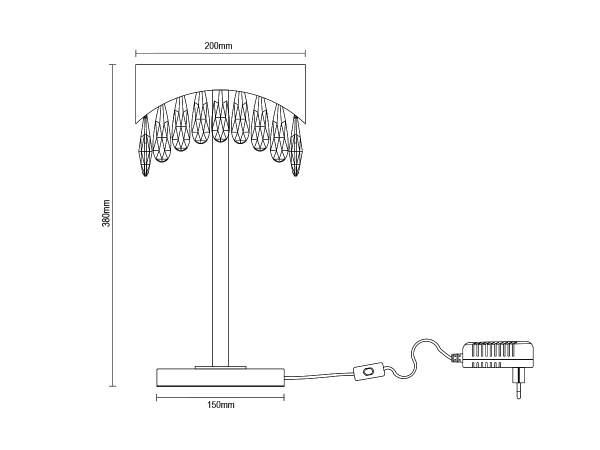 AURORA Křišťálová stolní lampa 380 - V30082 8