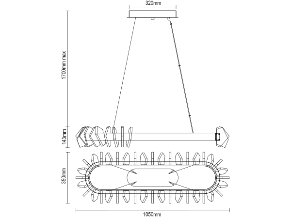 Závěsný křišťálový lustr PIKASO 1050 - V30021 15