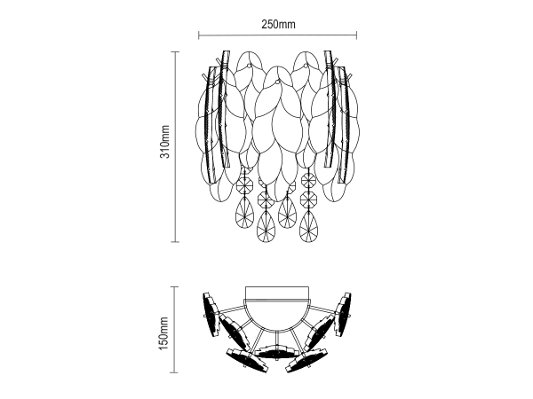 Nástěnná křišťálová lampa GURU 250x310 - V20104 11