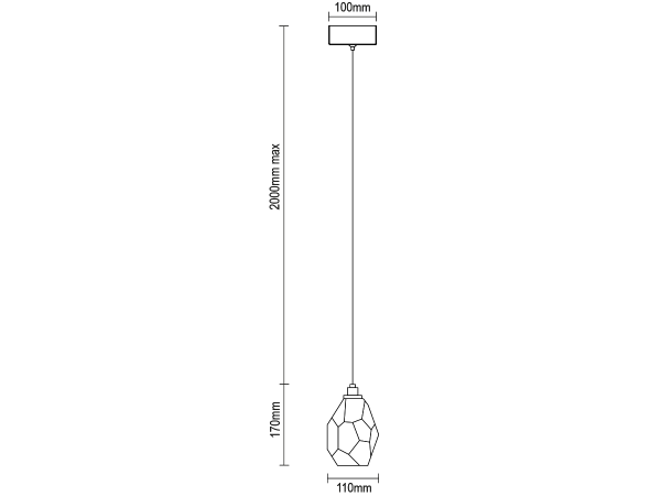Závěsná křišťálová lampa DIAMOR SMOKE - V30053 6